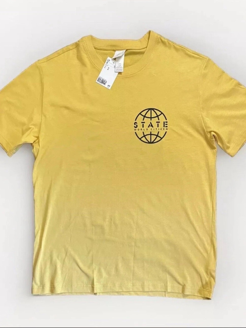 NWT Mens H&M LOGG State World Citizen graphic t shirt sz M yellow